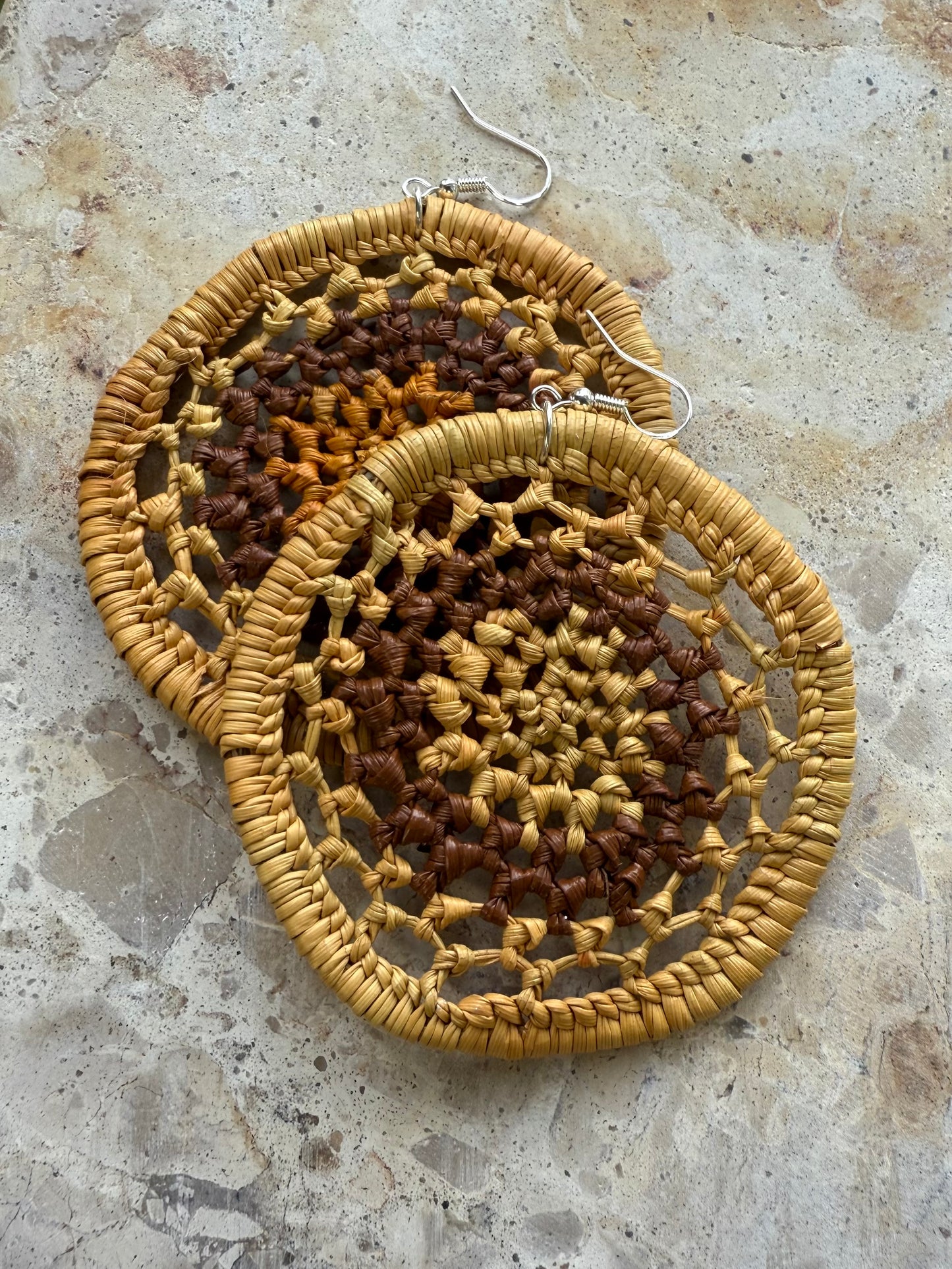 Woven Pandanus Earrings 70mm - Linda Garnarradj