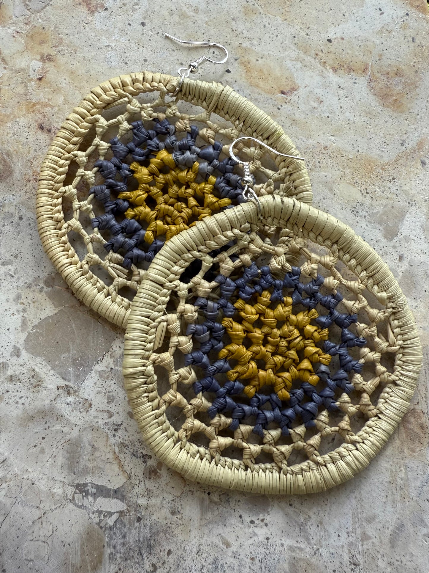 Woven Pandanus Earrings 70mm - Linda Garnarradj