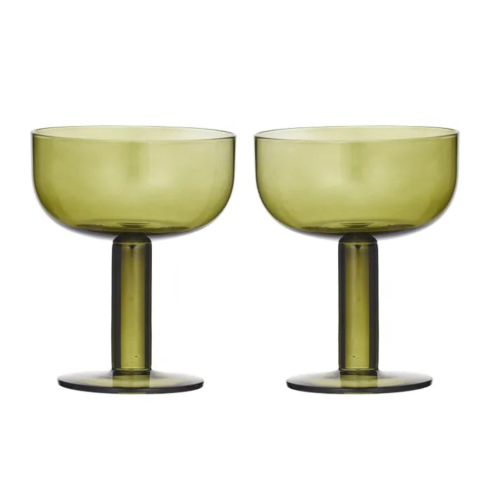Canal Glass Coupes Olive Set/2