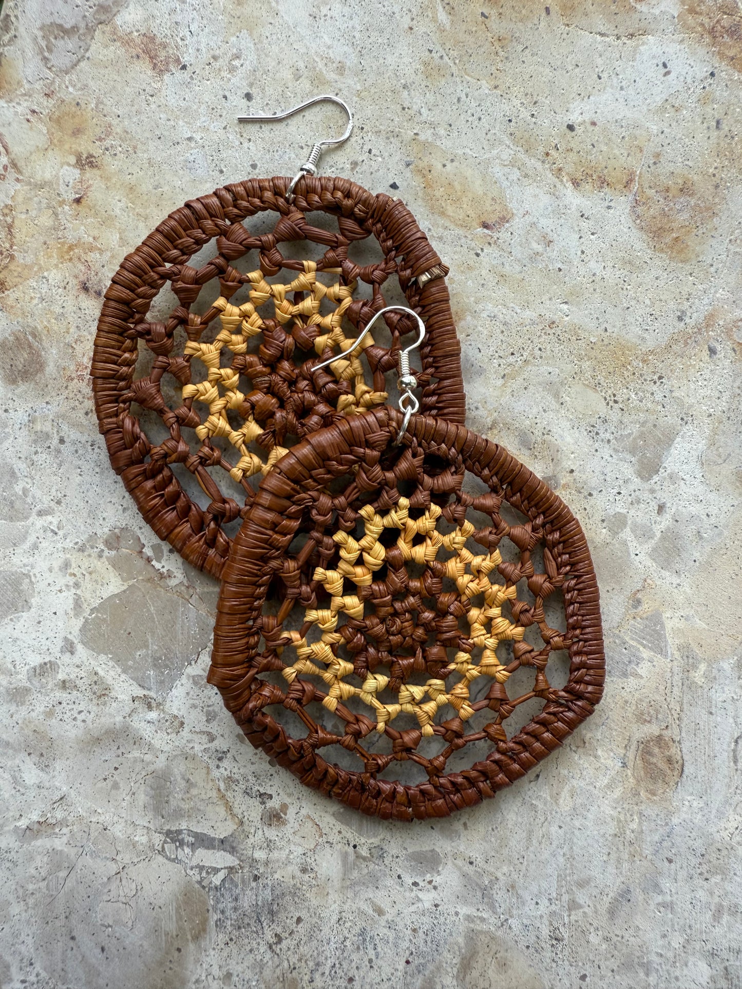 Woven Pandanus Earrings 70mm - Linda Garnarradj