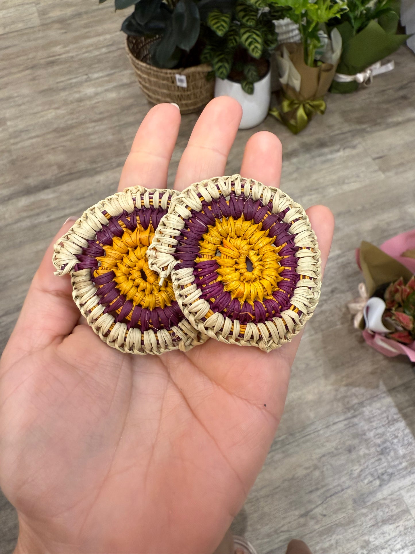 Woven Pandanus Earrings - Bernadette Namarnyilk