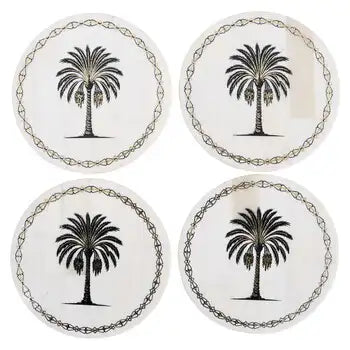 S/4 Coasters Palm Bone/Gold Foil