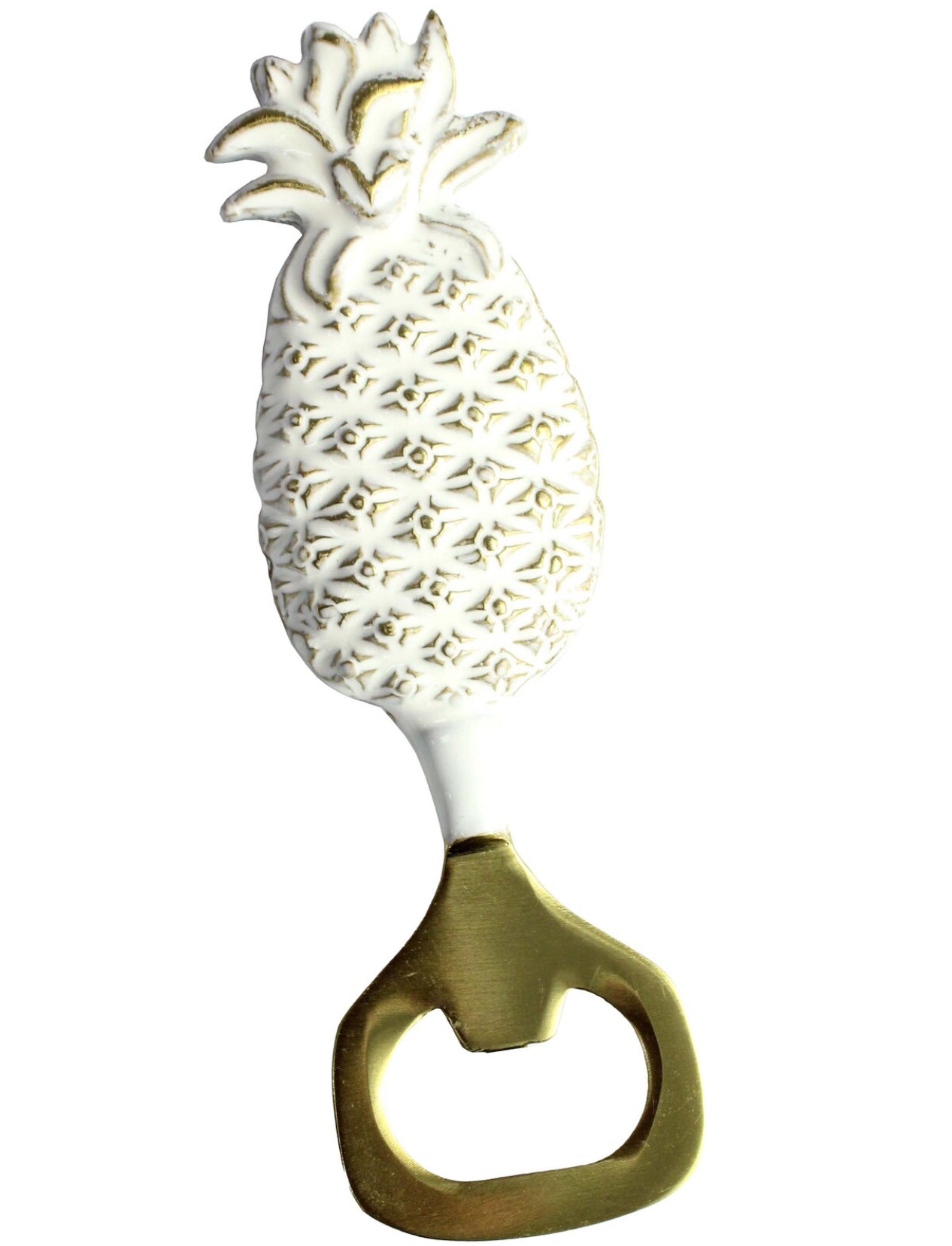 Bottle Opener Pineapple White / Brass