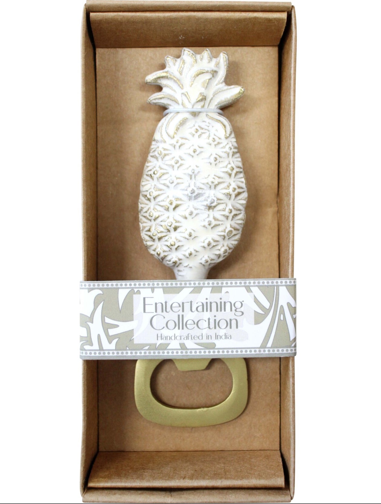 Bottle Opener Pineapple White / Brass