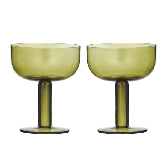 Canal Glass Coupes Olive Set/2