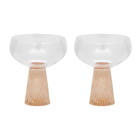 Giselle Set of 2 Ribbed Coupes - Peach