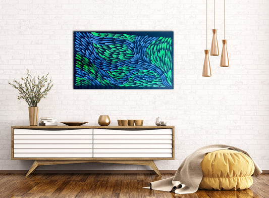 ‘Blue and Green Fish Painting’ - Les Huddleston Lipwurrunga